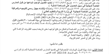 قرارات جديدة لوزير التربية  حول تمديد مهلة قبول اللوائح الإسمية لتلامذة المدارس الخاصة